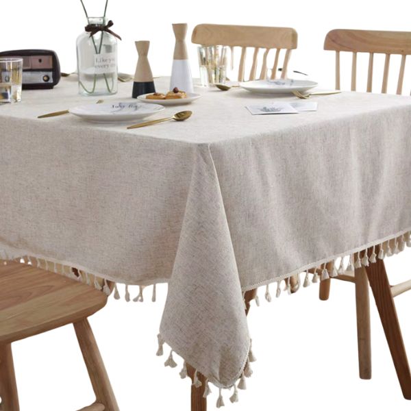 Toalha de Mesa de Linho com Borla